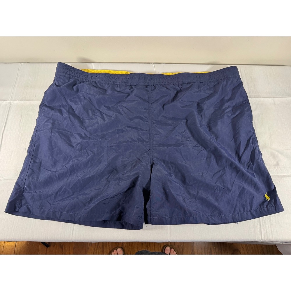 Polo Ralph Lauren Mens Navy Blue Yellow Swim Trunks Shorts 2X Big & Tall